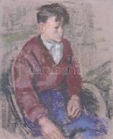 Deli Antal (1886-1960): Fiú portré. Pasztell, papír, jelzett, lapszéli szakadással, 50x40 cm