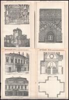 Magyarország és a világ építészete 28 db metszet a Pallas lexikonból. 31x24 cm