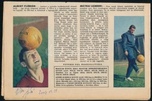 Albert Flórián (1941-2011) labdarúgó aláírása egy róla szóló újságcikken