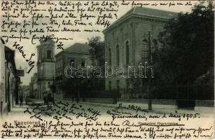 1905 Nagyvárad, Oradea; Premontrei főgimnázium, Szabó Ferenc üzlete / grammar school, shop (EK)