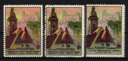 Jöjjetek Pozsonyba reklámbélyeg 3 db (2 magyar + 1 német nyelvű)