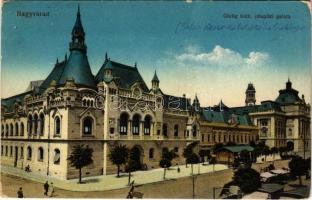 1916 Nagyvárad, Oradea; Görög katolikus püspöki palota, piac. Vasúti levelezőlapárusítás 14. 1915. / bishop's palace, market (fl)