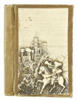 cca 1880 Zsebnotesz várat, lovagot ábárzló bakelit borítással 8 cm