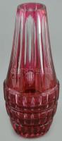 Kétrétegű rózsaszín üveg váza, kis kopásnyomokkal, m: 23,5 cm