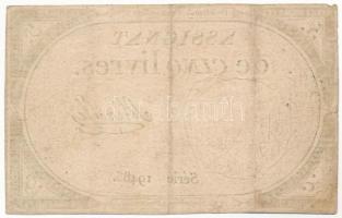 Franciaország 1793. 5L "Assignata" vízjeles papíron, szárazpecséttel "19485" T:I...