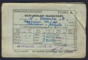 1928 Kuglmayr Ede vasúti havibérleti igazolványa