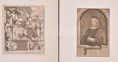 2 db Augustus August Pfeiffer (1640-1698) lutheránus theológussal kapcsolatos régi metszet. Rézmetszet, papír, jelzett a metszeten, paszpartuban, 21×14,5 és 21x19 cm