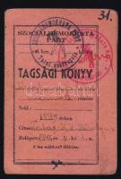 1945-1949 Kuglmayr Ede Szociál Demokrata Párt tagsági könyve