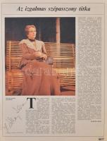 Tolnai Klári, Feleki Sári, Földi Teri, Kállay Ilona, Vass Éva színésznők aláírásai őket ábrázoló, ró...