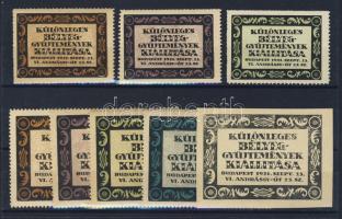1921 Különleges Bélyeggyűjtemények Kiállítása 8 db levélzáró (1 vágott)