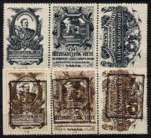 1922 Bélyeggyűjtők hete 2 db klf levélzáró hármascsík