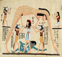 Nut istennő egyiptomi papirusz kézzel festett. 65x80 cm