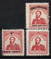 1924 Kossuth kiállítás 3 db klf levélzáró
