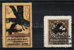 1927 IV Magyar Filatelista nap, Légiút Budapest-Győr 2 db levélzáró