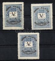 1928 V. Magyar Filatelista nap 3 db klf nyelvű levélzáró