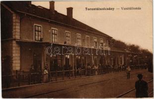 1915 Torontálszécsány, Setschan, Secanj; vasútállomás. Vasúti levelezőlapárusítás 5895. / railway station (EK)