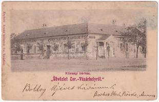 1901 Torontálvásárhely, Develák, Debelják, Debeljaca; Községi bérház, Mandukits Szilárd kereskedése, Krausz Ignác üzlete és saját kiadása / shops (ázott / wet damage)