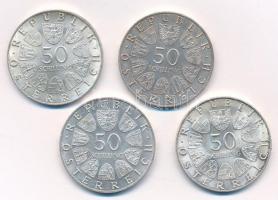 Ausztria 1966. 50Sch Ag "150 éves az Osztrák Nemzeti Bank" + 1967. 50Sch Ag "100 éves...