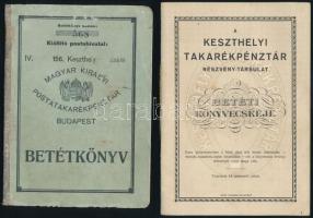 1932-1945 Keszthelyi Takarékpénztár, és a keszthelyi M. Kir. Postakarékpénztár betétkönyvei, bejegyzésekkel