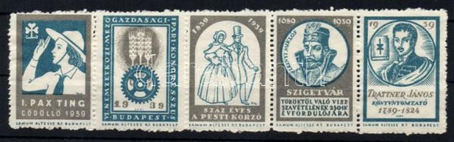 1939 II. Pax Ting 5 db-os levélzáró sor