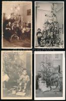 cca 1930-1955 Karácsonyi fotók és fotólapok, 13 db, vegyes állapotban, 14x9 cm körüli méretben