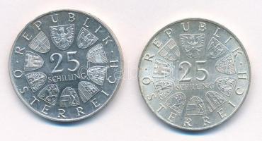 Ausztria 1964. 25Sch Ag "Franz Grillparzer" (2x) T:1,1 (eredetileg PP) 
Austria 1964. 25 ...