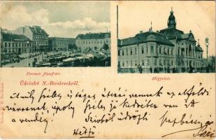 1899 (Vorläufer) Nagybecskerek, Zrenjanin, Veliki Beckerek; Ferenc József tér, piac, megyeház / market square, county hall (EK)