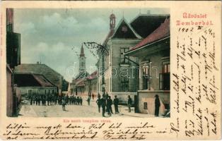 1902 Zombor, Sombor; Kis szerb templom utca. Schön Adolf kiadása / street view, Serbian Orthodox church (ázott / wet damage)
