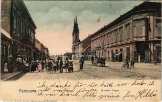 1904 Pancsova, Pancevo; Almáser Gasse / Almásy utca, Graff üzlete / street view, shops (EM)