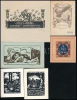 14 db ex libris és kisgrafika, részben szecessziós, klf. alkotók és technikák, papír, néhány jelzett...