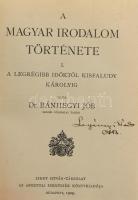 Dr. Bánhegyi Jób: A magyar irodalom története I. A legrégibb időktől Kisfaludy Károlyig. Szent István Könyvek 73-74. sz. Bp., 1929, Szent István-Társulat, 228 p. Kiadói papírkötés, kissé sérült borítóval. Legányi Béla Norbert (1906-1987) későbbi pannonhalmi főapát névbejegyzésével.