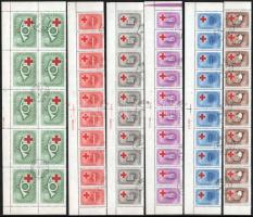 1957 Postáskórház sor 10-es összefüggésekben, a legtöbb érték ívszéli dátummal (5.000)