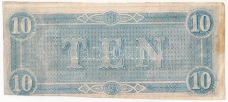Amerikai Konföderációs Államok / Richmond / Virginia 1864. 10$ "73797" sorszámmal T:III fo...