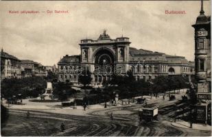 Budapest VII. Keleti pályaudvar, vasútállomás, villamos, Baross szobor, Takács Ferenc üzlete