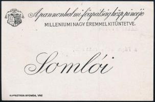 1936 Somlói boros-címke Pannonhalmi Főapátság Központi Pincéje, a hátoldalán: Kálai Miklós A Pápa és a Vatikán, 1936 gépelt felirattal, 8x13 cm