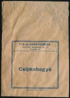 cca 1920-1940 Keszthely, Csipkebogyó Gyógyszertár, gyógszertári tasak, foltos, gyűrődésnyomokkal, 13x9 cm