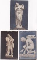 6 db RÉGI motívum képeslap: erotikus szobrok / 6 pre-1945 motive postcards: erotic sculptures