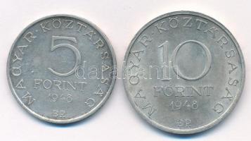 1948. 5Ft Ag "Petőfi" + 10Ft Ag "Széchenyi" T:1-,2 kis patina
Adamo EM1, EM2