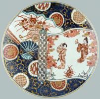 Kínai porcelán dísztál, kopott, jelzés nélkül. d:31cm