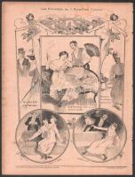 1904 Le Frou-frou francia art nouveau, humoros-erotikus illusztrációkkal teli magazin, kissé sérült ...