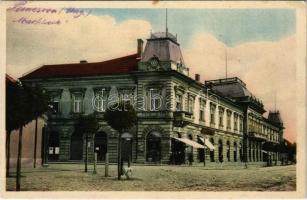 1915 Pancsova, Pancevo; Ferenc József tér, Hotel Hungária szálloda, Lang Ádám, Nádor Gyula üzlete és saját kiadása / square, hotel, publishers shop (EK)