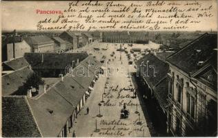 1906 Pancsova, Pancevo; Ferenc József tér, piac. Horovitz Adolf és Fia kiadása / square, market (EK)
