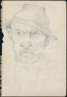 Z. Gács György (1914-1978): Kalapos portré. Ceruza, papír. Jelzett. Lap széle sérült. 28,5x20 cm