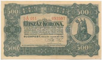 1923. 500K nyomdahely jelölés nélkül T:III szép papír Hungary 1923. 500 Korona without printers mark C:F nice paper Adamo K34