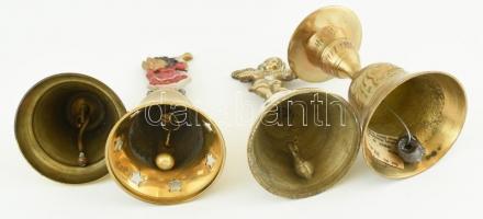 4 db-os réz csengő tétel, angyalkás, gyertyatartós