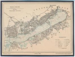 cca 1895 Balaton és környéke térkép, 1:385.000, Bp., Pallas, kartonra kasírozva, körbevágott, 14x18,5 cm