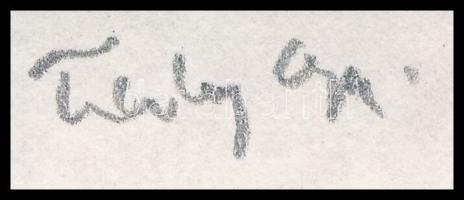 Tichy Gyula (1879-1920): Nők a természetben, nyomat utólagos jelzéssel, paszpartuban, 12×9 cm