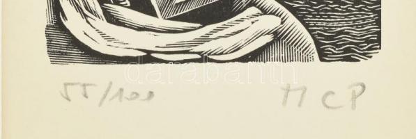 Molnár C. Pál (1894-1981): Fogságban az idő. Fametszet, papír, utólagos jelzéssel, 12×7,5 cm