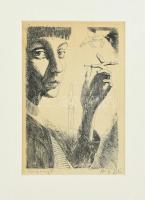 Nagy László (1925-1978): Szécsi Margit. Rézkarc, papír, utólagos jelzéssel, paszpartuban, 18×12 cm