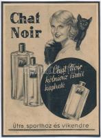 cca 1940 Chat Noir kölnivíz reklám grafika kartonra kasírozva, 26x19 cm